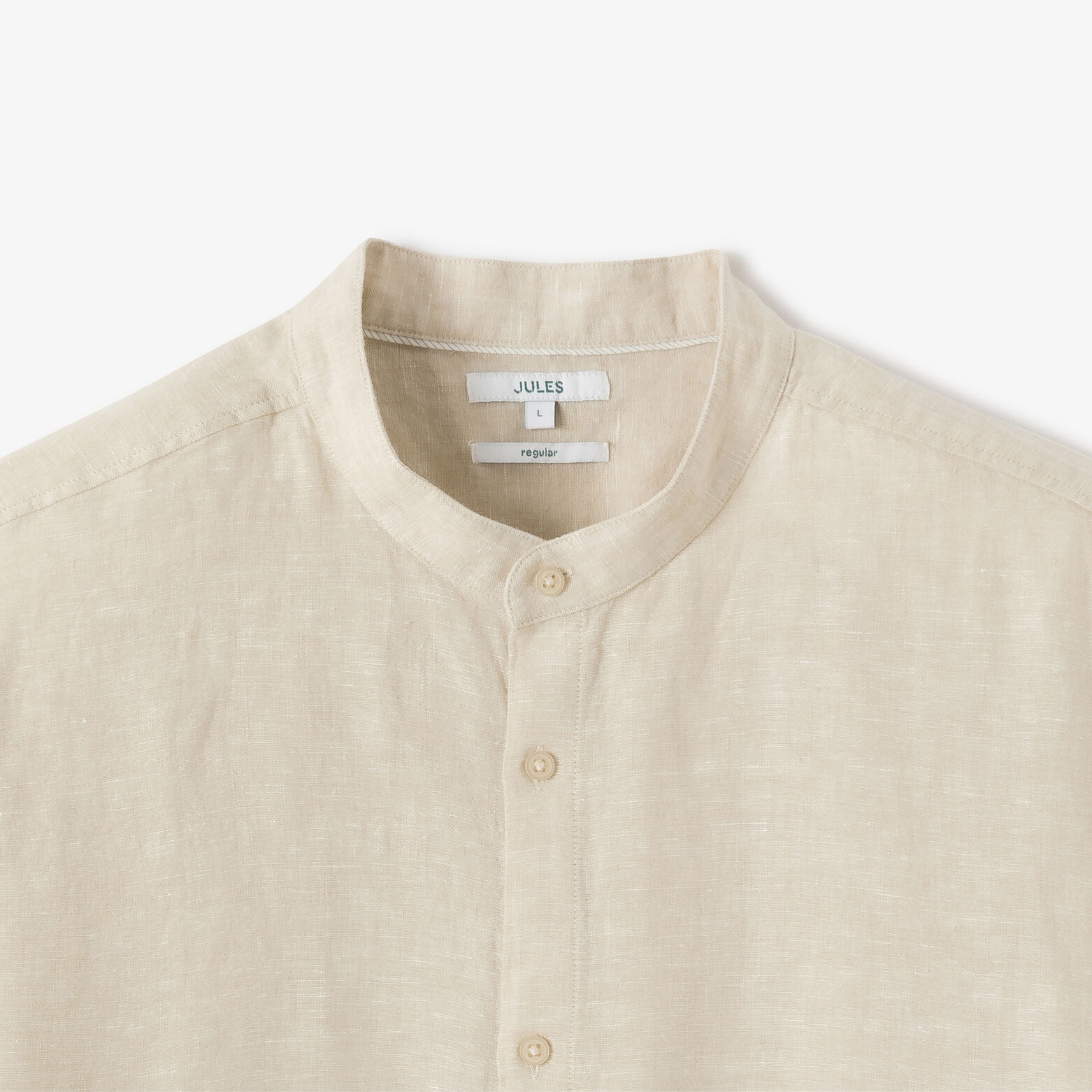 Chemise col mao en lin unie