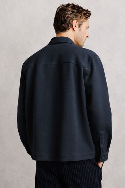 Twill overhemdjas met Franse kraag