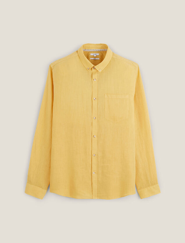 Chemise en lin regular col boutonné
