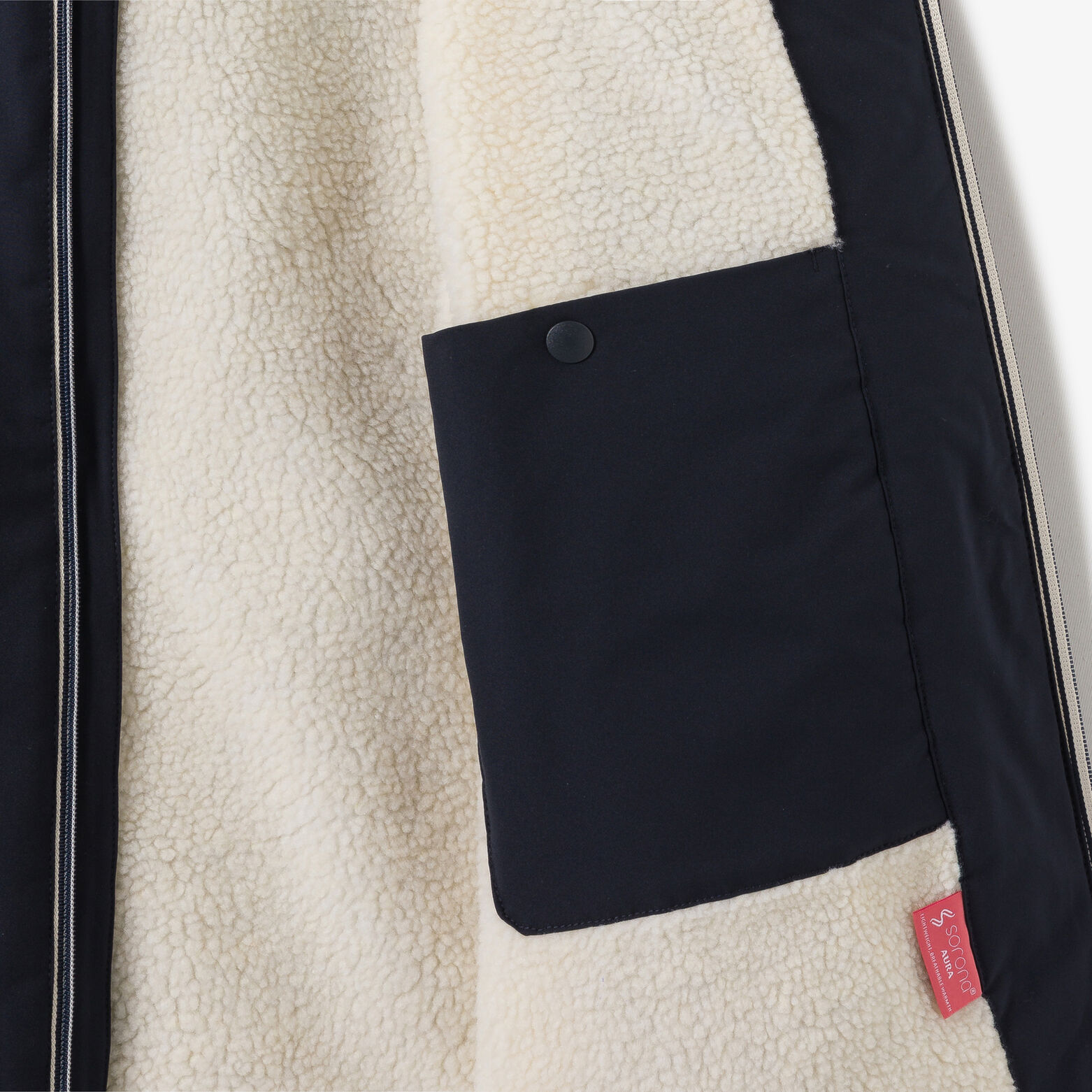 Parka longue à capuche doublée en sherpa