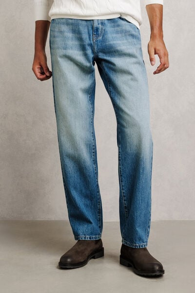 Jean loose d&eacute;lav&eacute; 100% coton