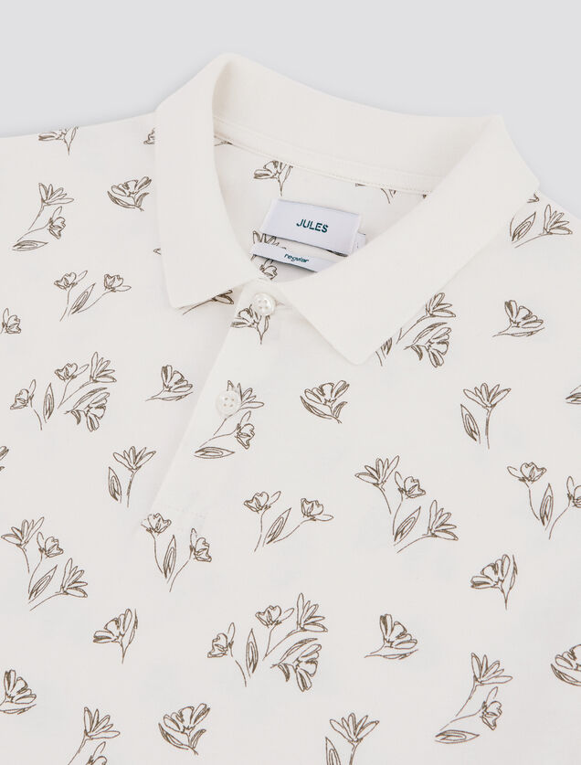 Polo manches courtes imprim&eacute; en jersey