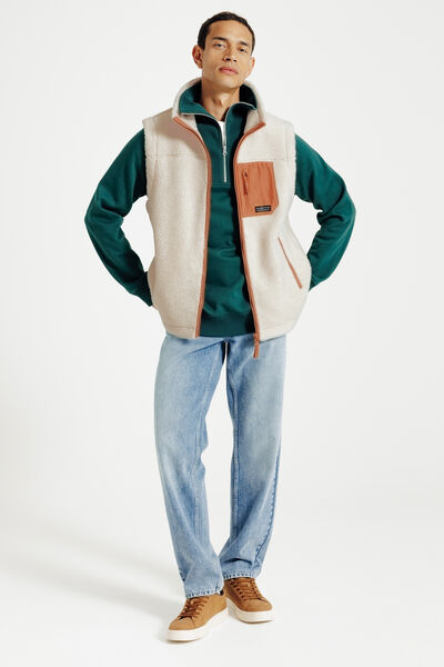 Veste sans manche en sherpa contrastée
