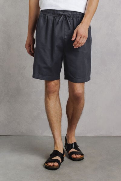 Bermuda coton lin taille &eacute;lastiqu&eacute;e