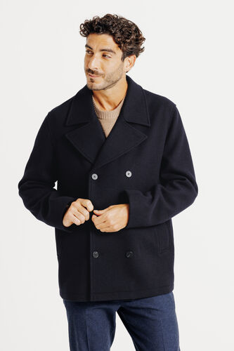 Korte mantel gekruiste knoopsluiting