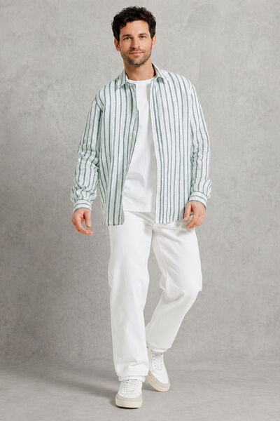 Chemise 100% lin ray&eacute;e
