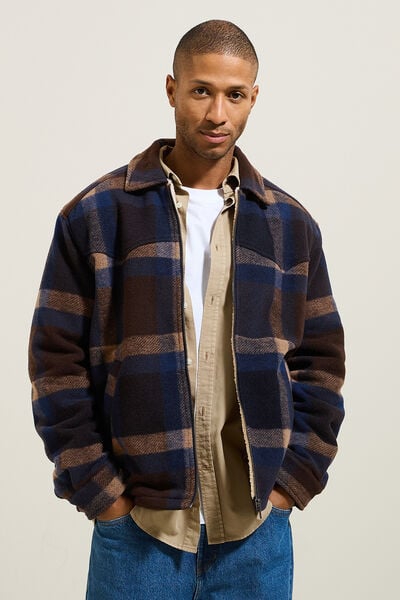 Surchemise à carreaux doublée en sherpa