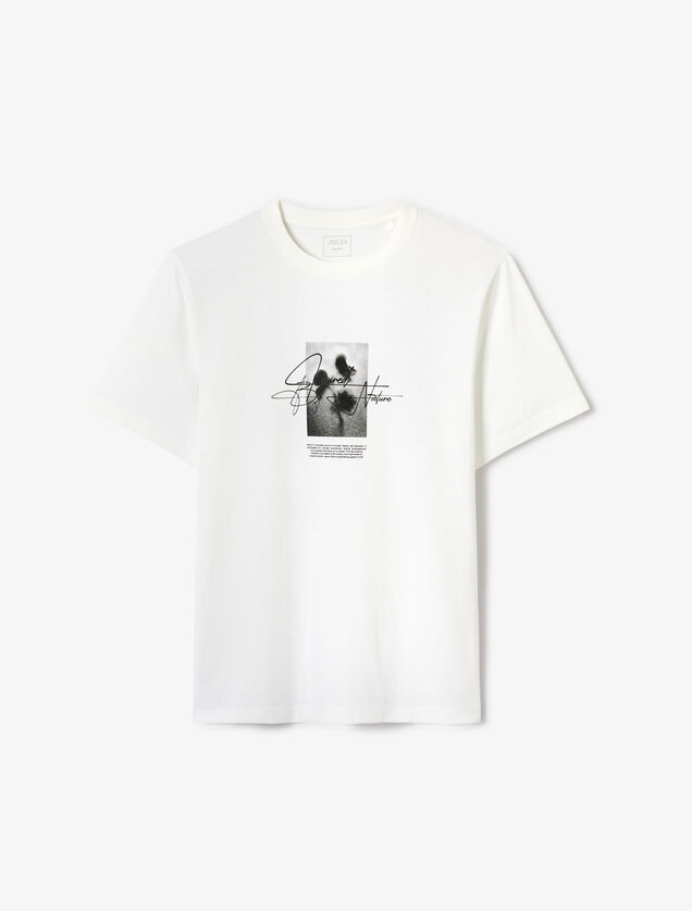 T-shirt met gebloemde print voor- en achteraan