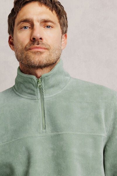 Sweat col montant zipp&eacute; en velours