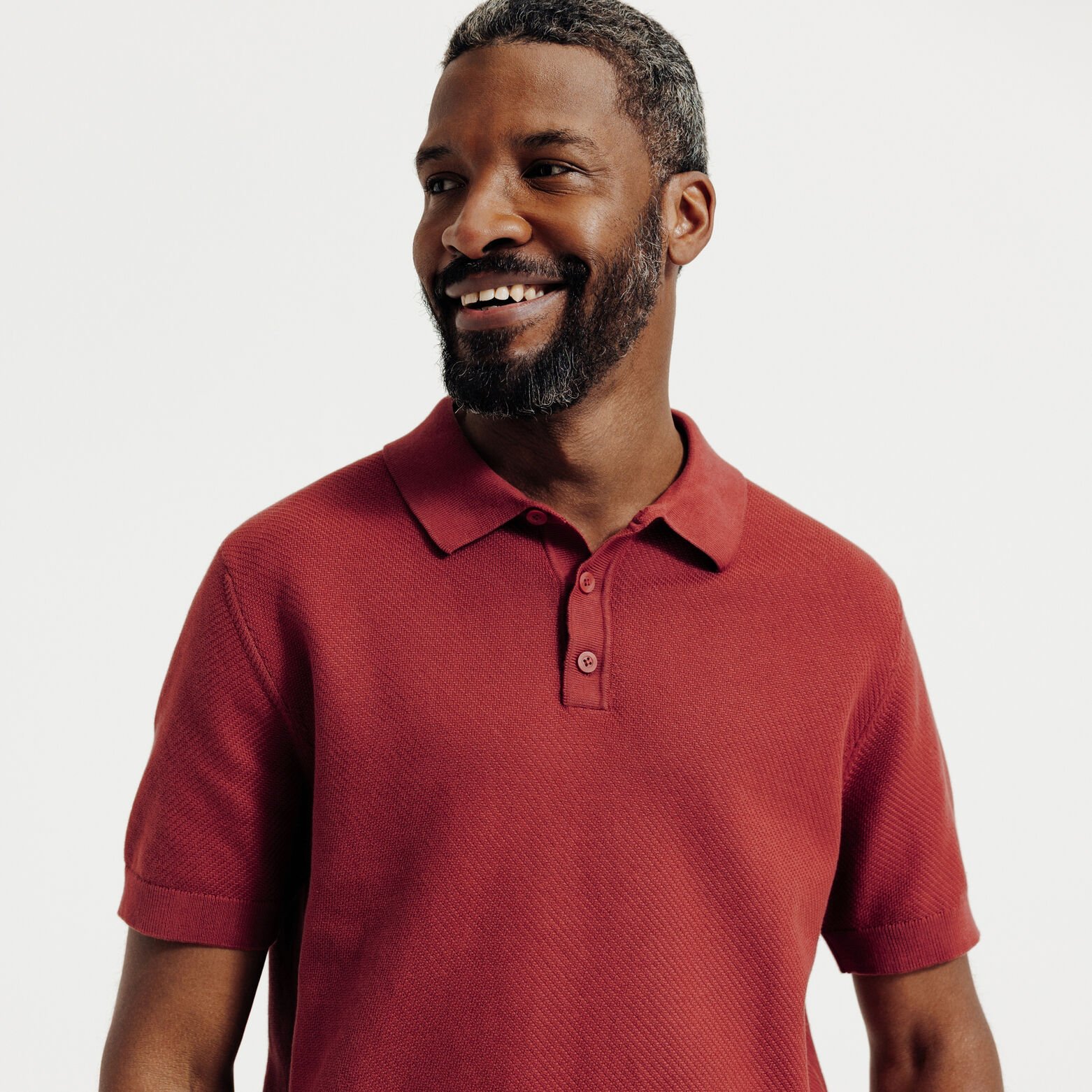 Polo en maille col boutonn&eacute; jeux de points