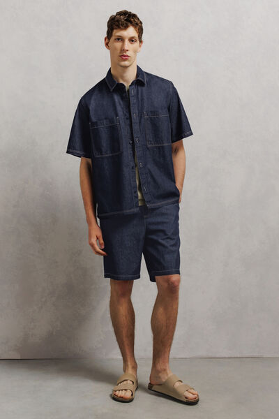 Short en jean taille &eacute;lastiqu&eacute;e