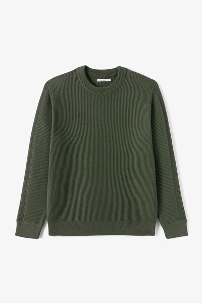 Pull col rond jeux de points fantaisie