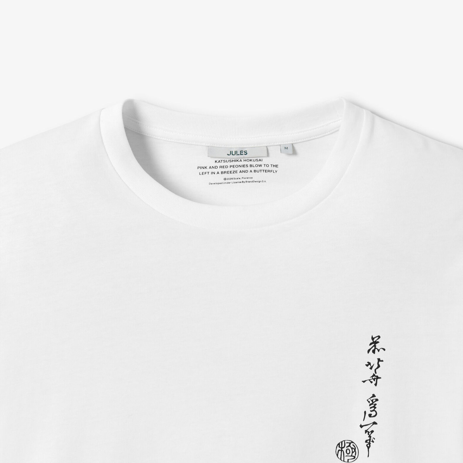 T-shirt met print voor en achter licentie Hokusai