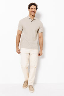 Polo met korte mouwen, visgraatmotief en Italiaans