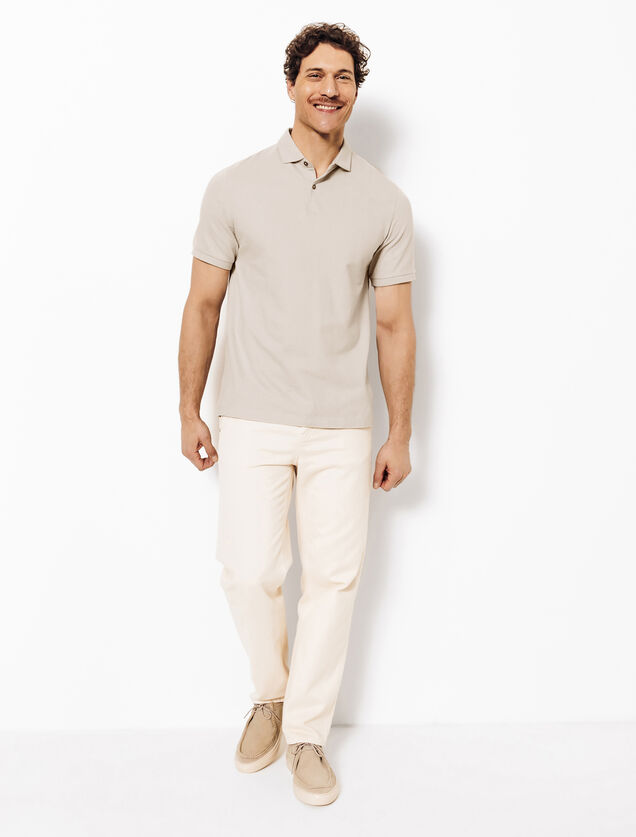 Polo met korte mouwen, visgraatmotief en Italiaans