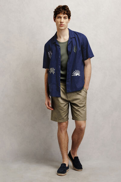 Chemisette en coton lin brod&eacute;e