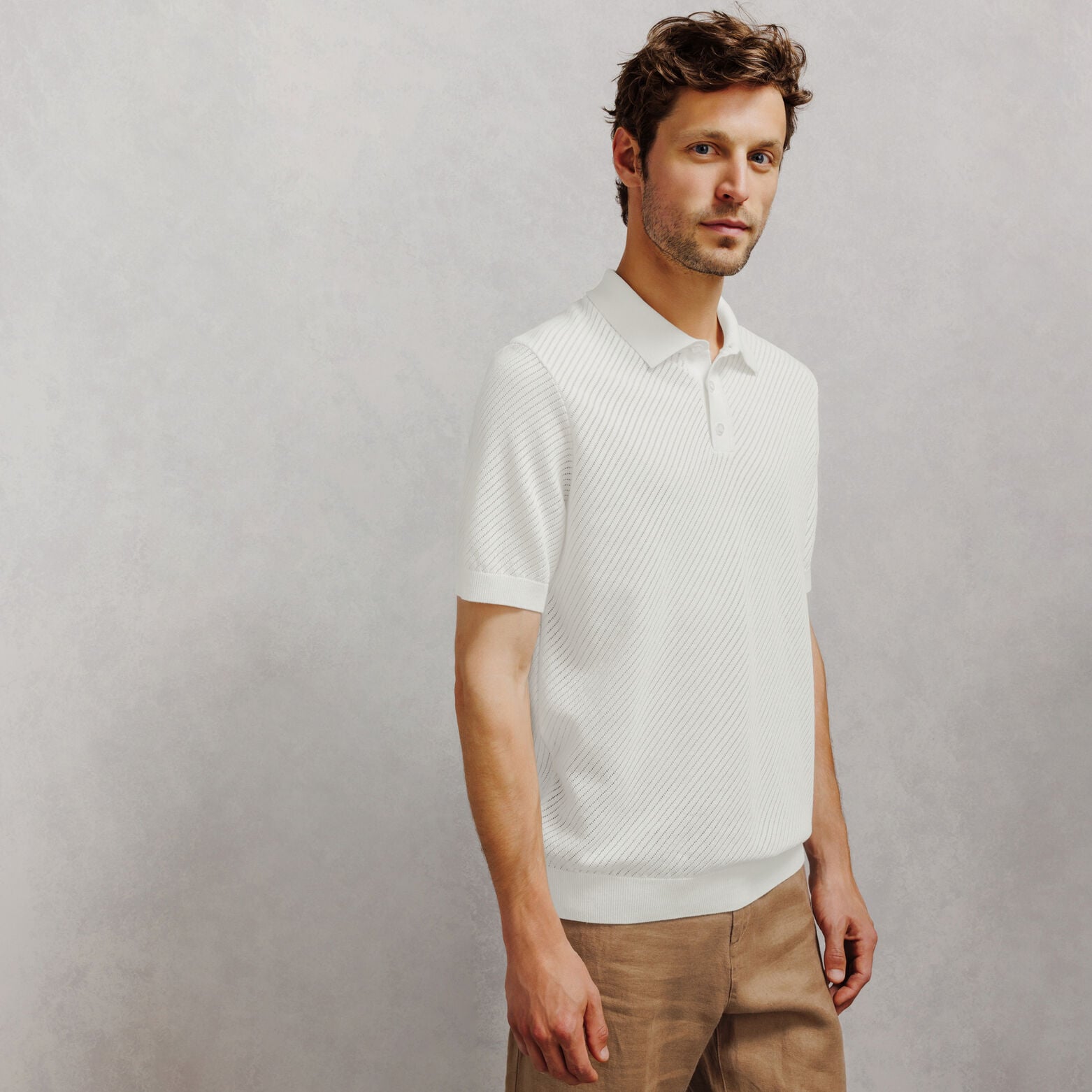 Polo en maille manches courtes jeux de points