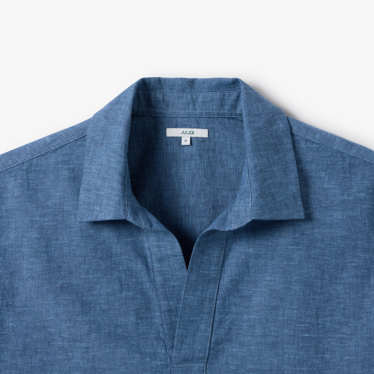 Chemisette 100% coton col vareuse effet denim