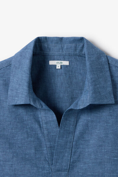 Chemisette 100% coton col vareuse effet denim