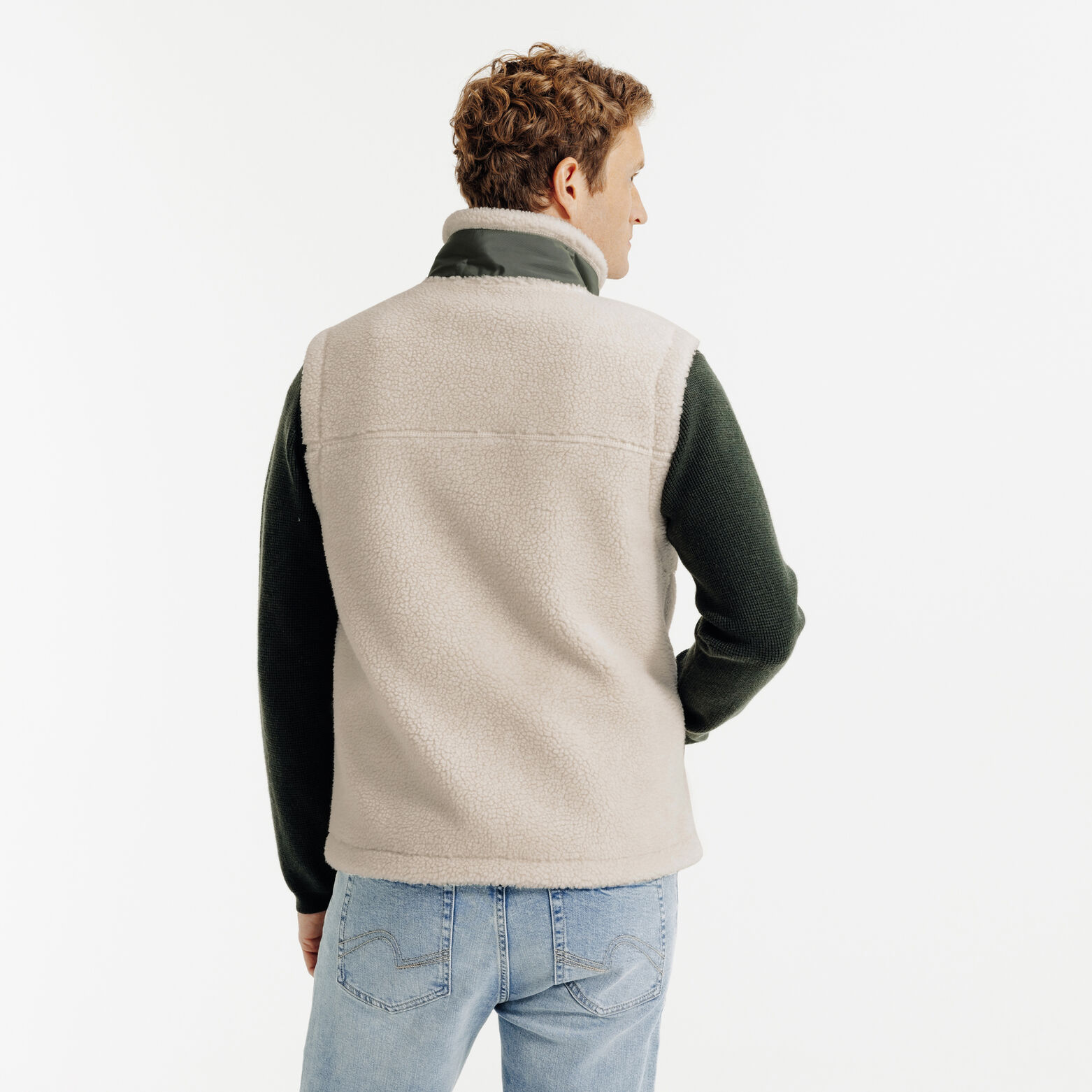 Veste sans manche en sherpa contrastée