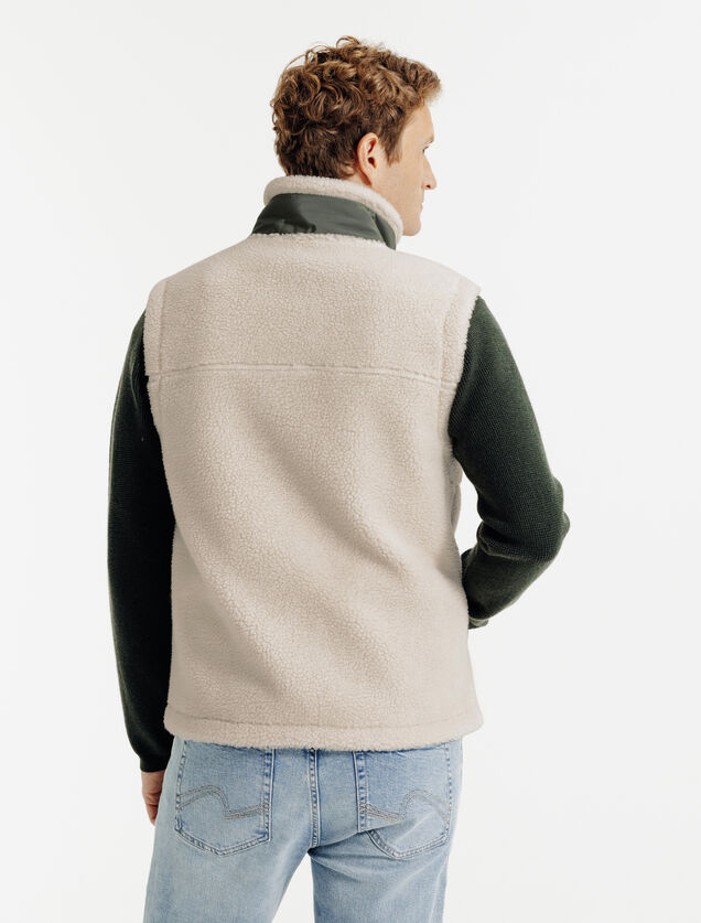 Veste sans manche en sherpa contrast&eacute;e