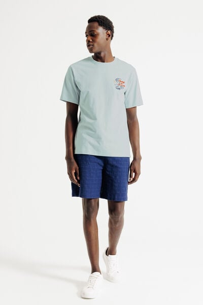 Tee shirt brodé en matière flammée