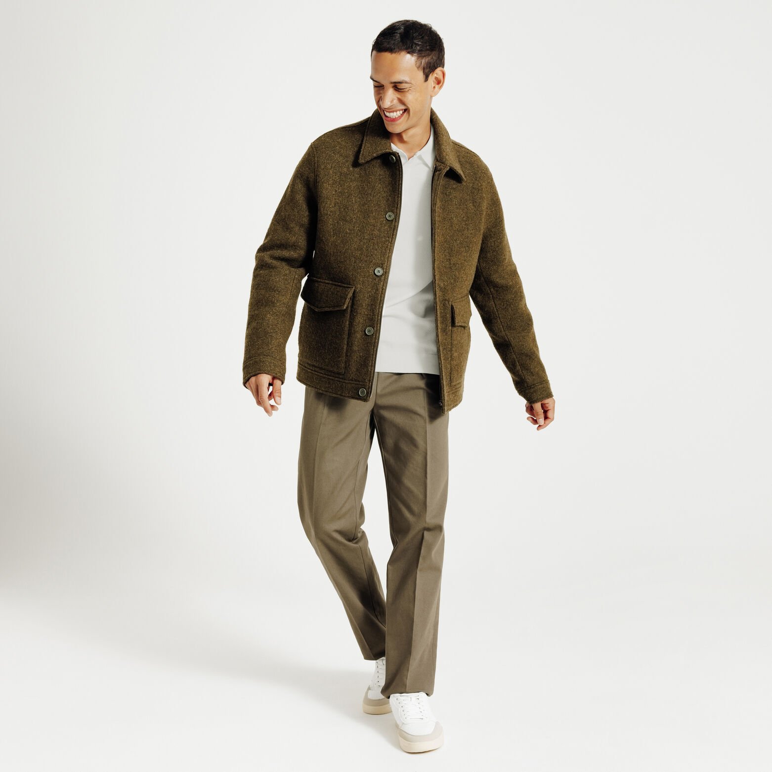 Polo en maille col boutonn&eacute; jeux de points