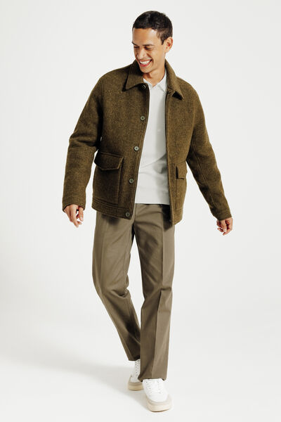 Polo en maille col boutonn&eacute; jeux de points