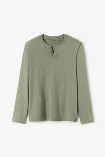 T-shirt met knooplijst en lange mouwen