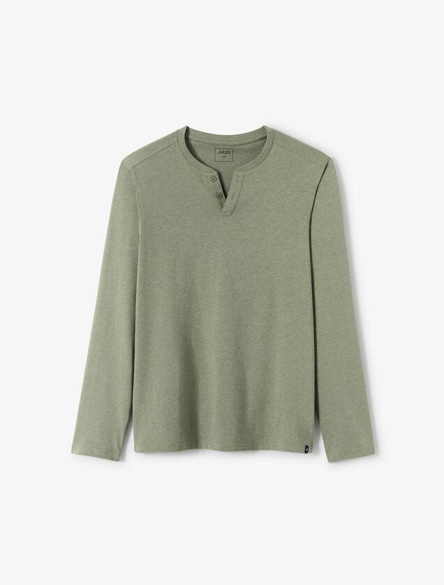 T-shirt met knooplijst en lange mouwen