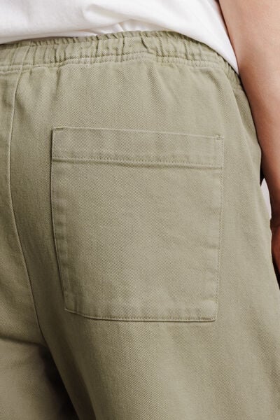 Pantalon tapered taille &eacute;lastiqu&eacute;e 100% coton
