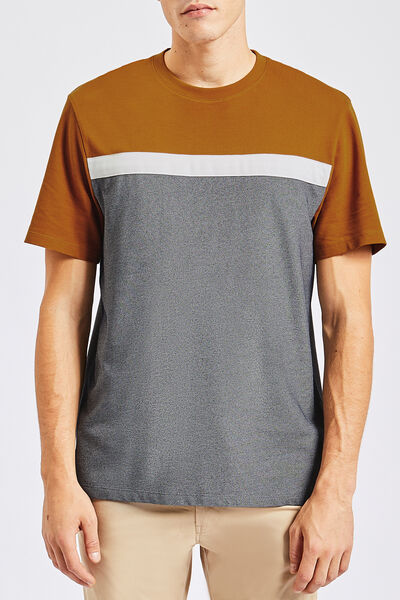 Colorblock T-shirt in piqué tricot