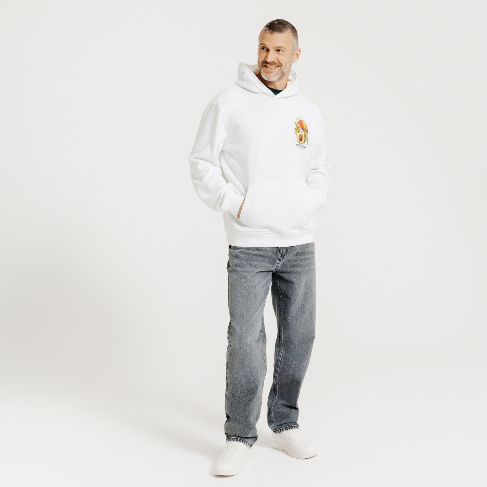 Sweat &agrave; capuche imprim&eacute; japonais devant dos