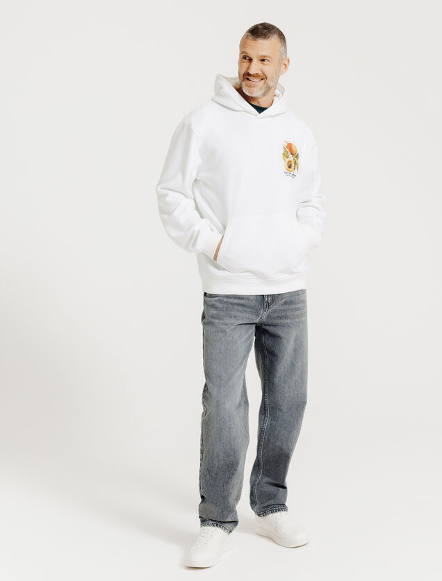 Sweater met kap en Japanse print voor-en achteraan