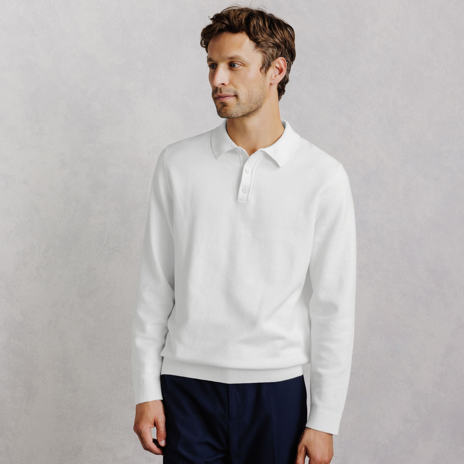 Pull col polo boutonn&eacute; fantaisie
