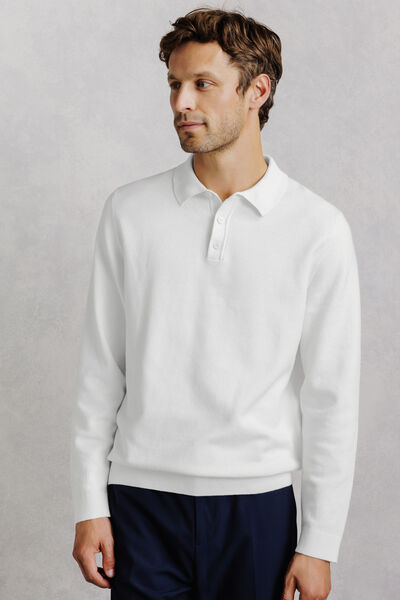 Pull col polo boutonn&eacute; fantaisie