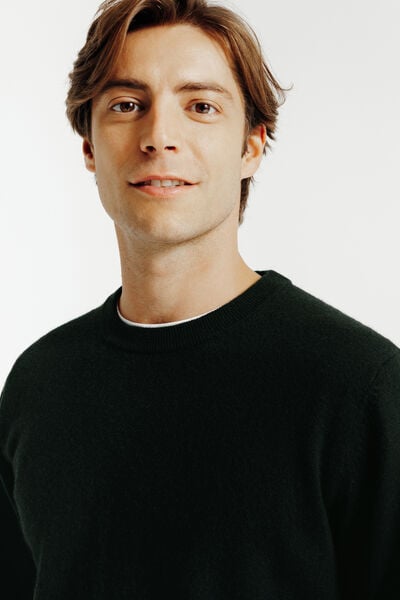 Trui ronde hals in merinos kasjmier