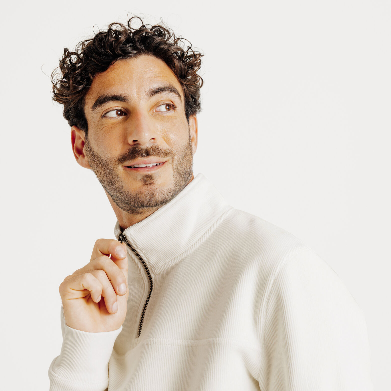 Sweater met opstaande ritskraag in fluweel