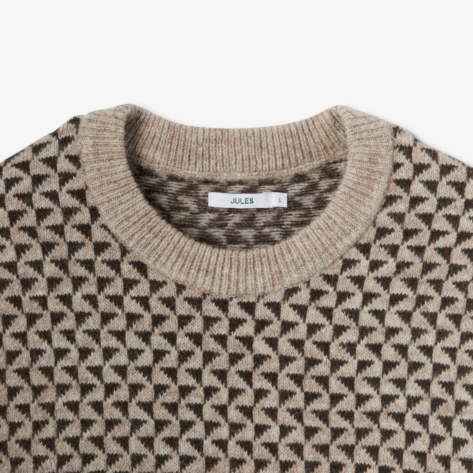 Pull col rond jacquard damier