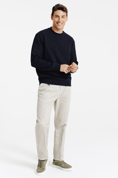 Sweater ronde hals in wafelstructuur