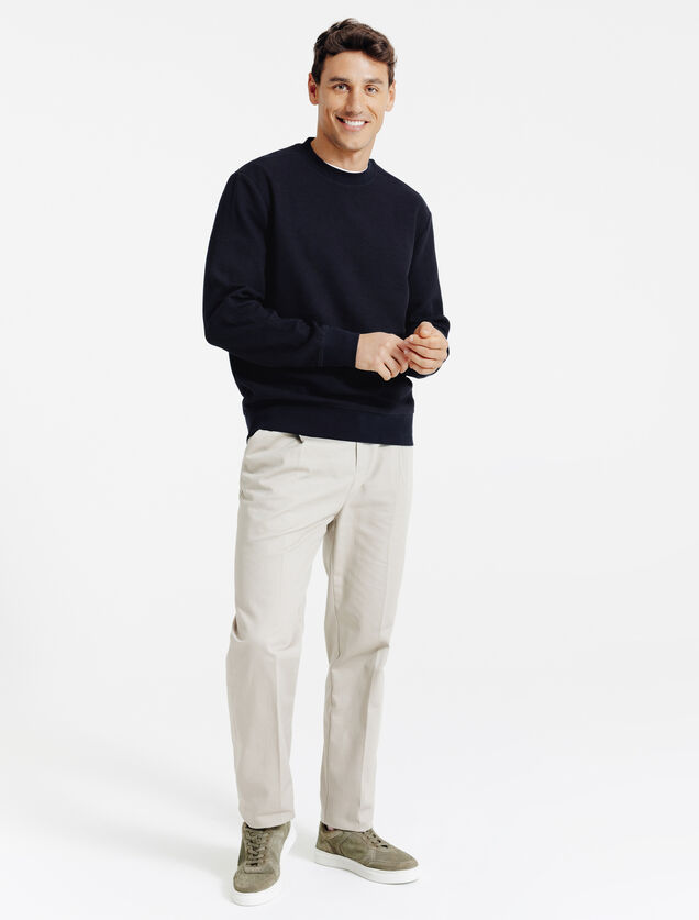 Sweater ronde hals in wafelstructuur