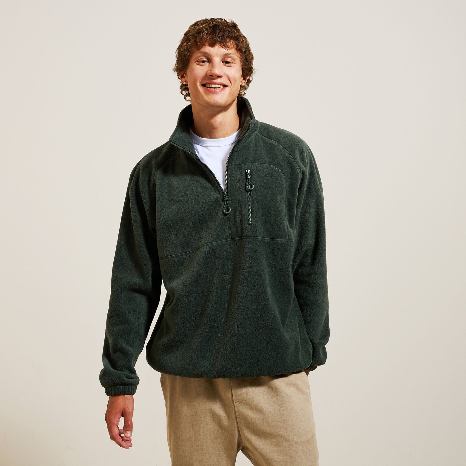 Fleecesweater met opstaande ritskraag