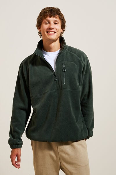 Fleecesweater met opstaande ritskraag