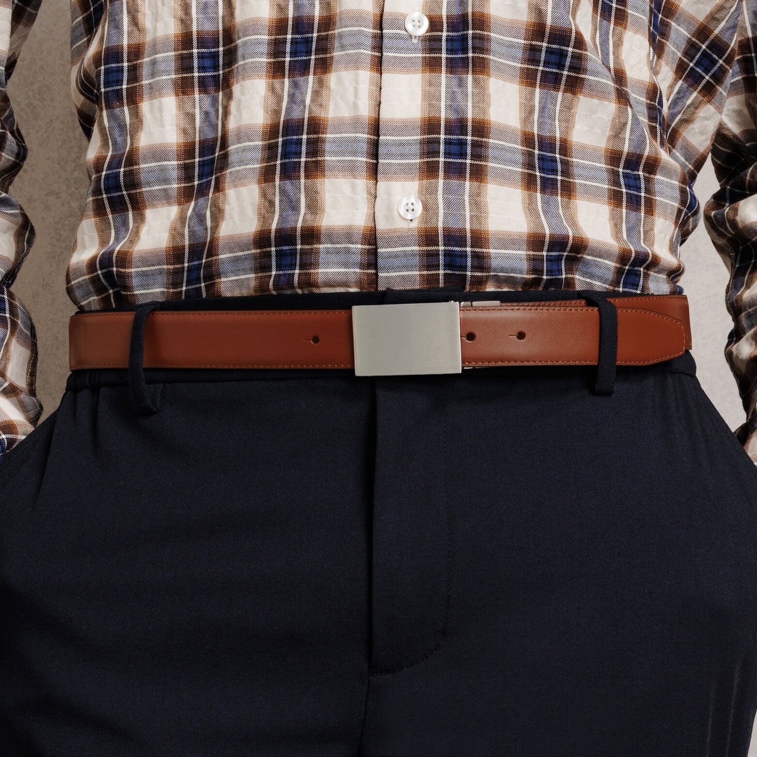 Coffret ceinture en cuir r&eacute;versible