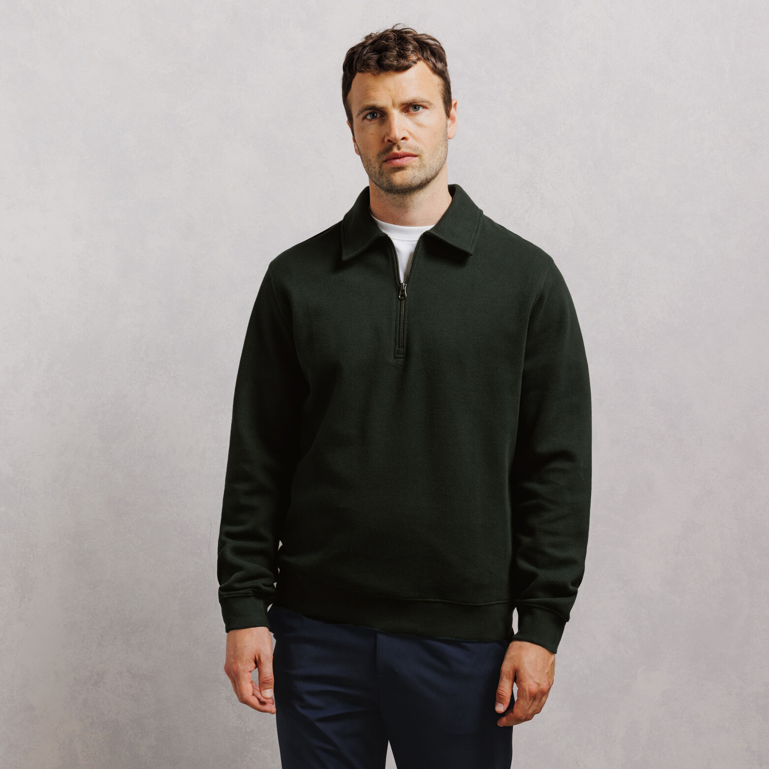 Sweat col polo zipp&eacute; uni