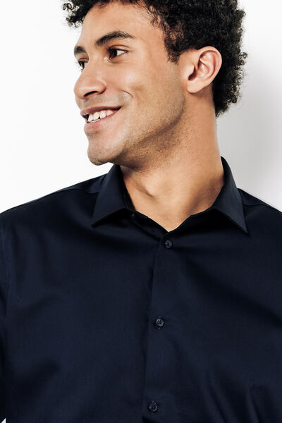 Slim effen strijkvrij hemd in katoen