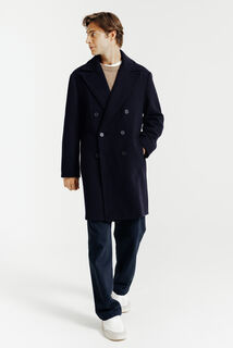 Lange wintermantel, gekruiste knoopsluiting