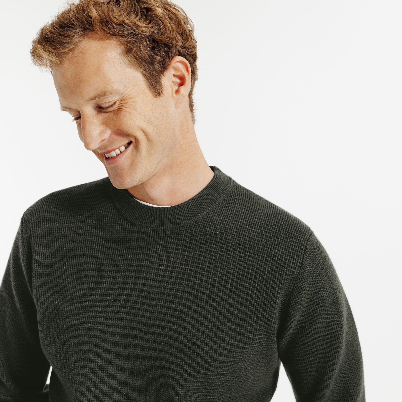 Trui ronde hals in fantasie-stekenpatroon