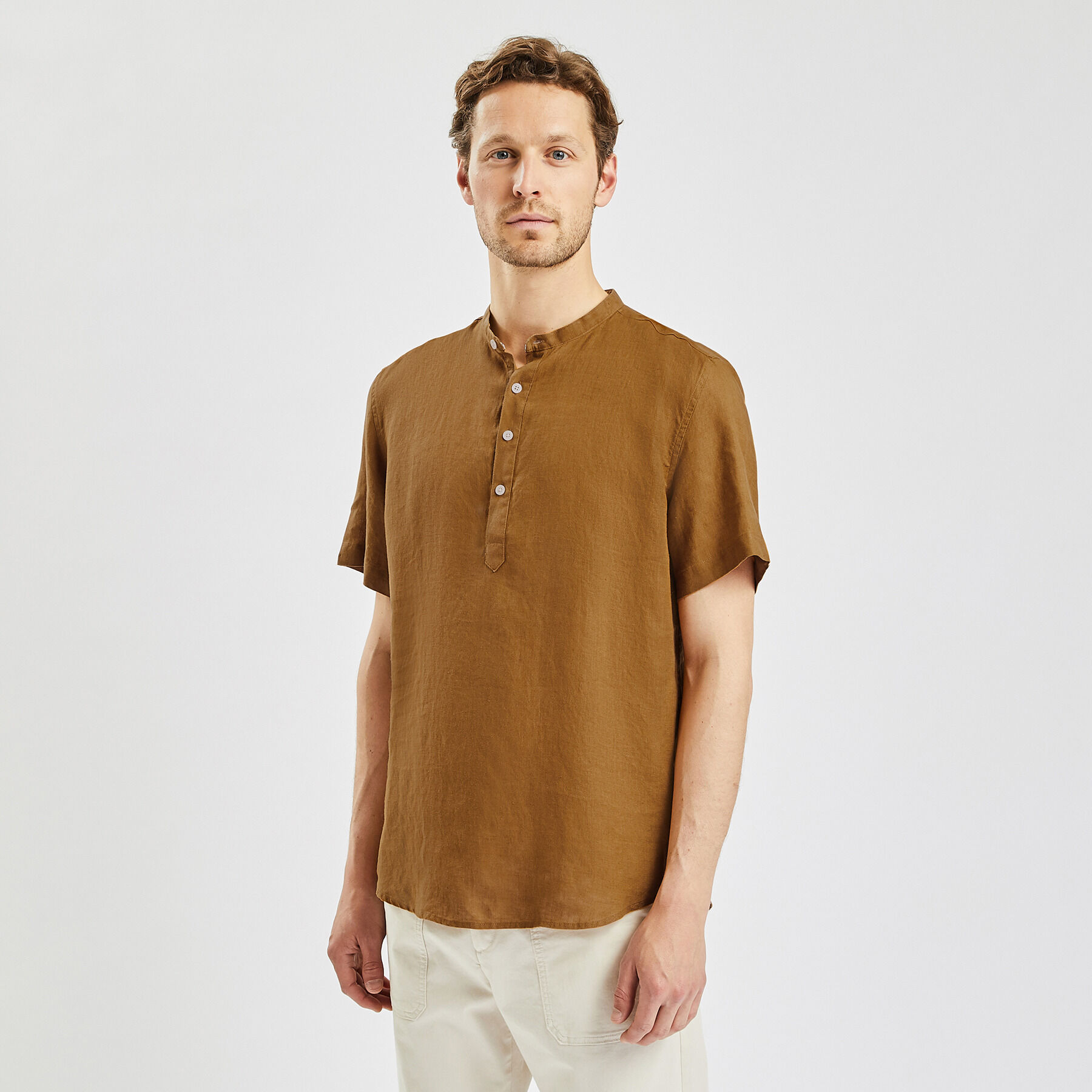 Chemise col mao Marron Jules