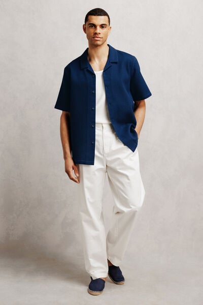 Chemisette gaufr&eacute;e coton unie